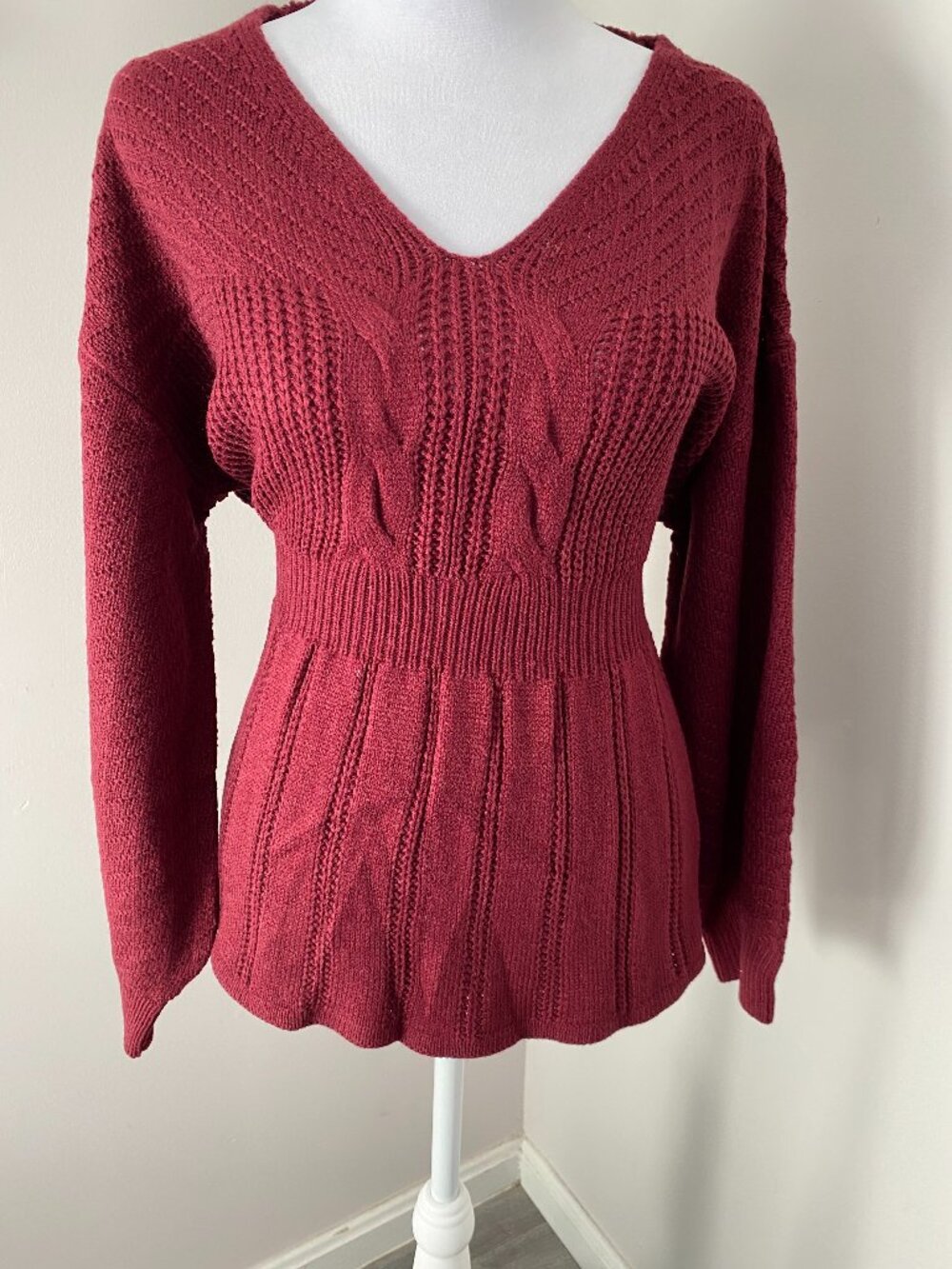 Cable Knit Peplum Sweater